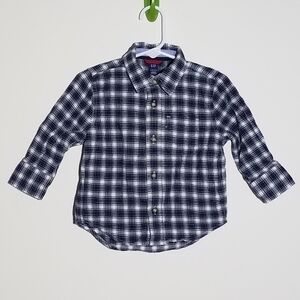 Gap Plaid Button Down Polo Shirt 12-18m